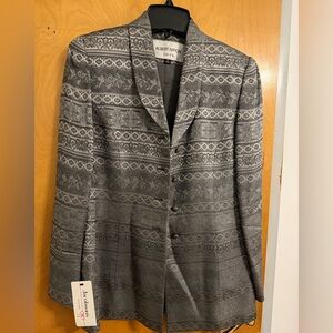 Albert Nipon Charcoal Patterned Blazer